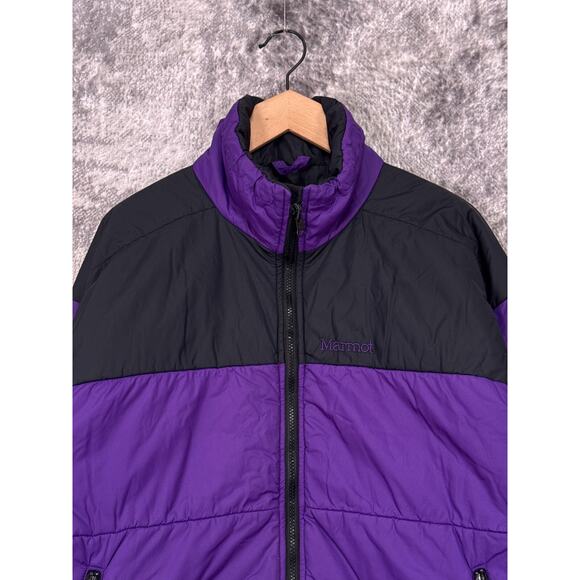 Vintage Marmot Puffer Jacket Medium Mens Purple & Black Full Zip Synthetic Down - Picture 2 of 10